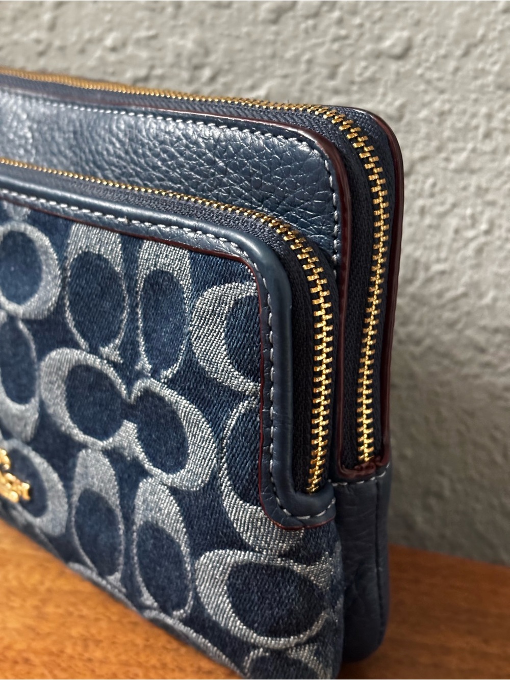 Coach Double Zip Wallet in Signature Denim - Picture 6 of 12
